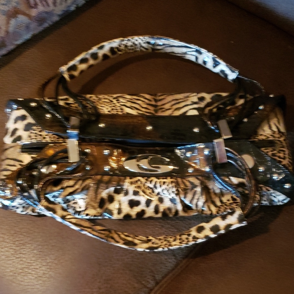 Max de Carlo Animal Print Shoulder Bag in Brown and Black